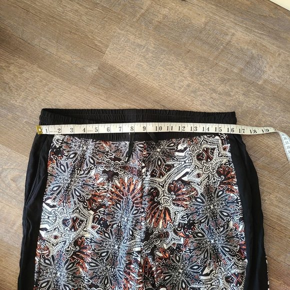Topshop US Women's Size 10 Boho Jogger Pants Black Orange Floral Drawstring - Picture 11 of 11